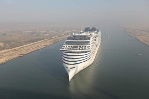 قناة السويس تشهد عبور أحدث السفن السياحية في العالم MSC WORLD EUROPA